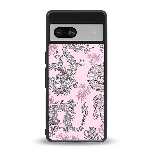 Floral Dragon back phone cover | glass case for google pixel 7