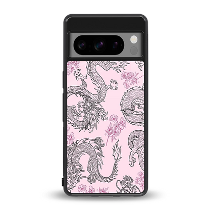 Floral Dragon back phone cover | glass case for google pixel 8 pro