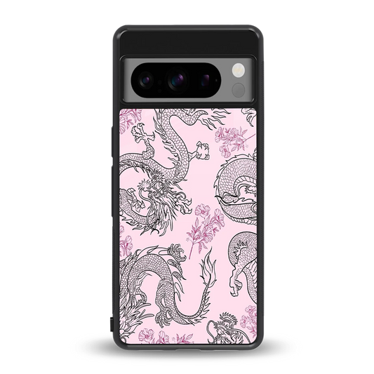 Floral Dragon back phone cover | glass case for google pixel 8 pro
