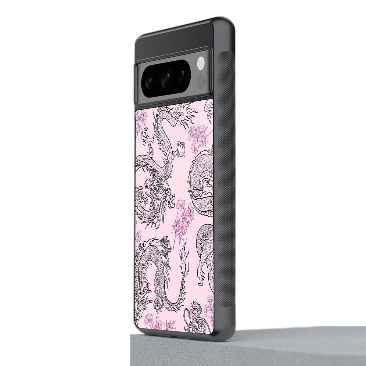 Floral Dragon stylish phone case for google pixel 8 pro | glossy glass and slim fit