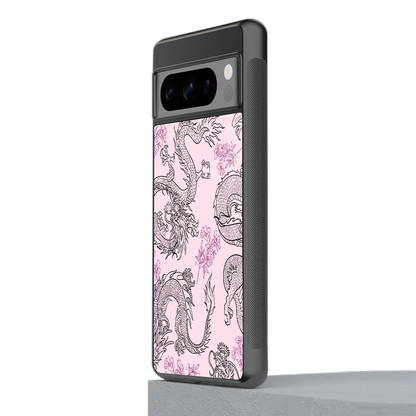 Floral Dragon stylish phone case for google pixel 8 pro | glossy glass and slim fit