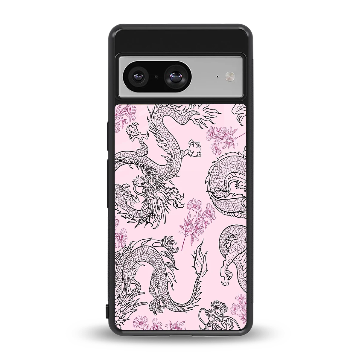 Floral Dragon back phone cover | glass case for google pixel 8