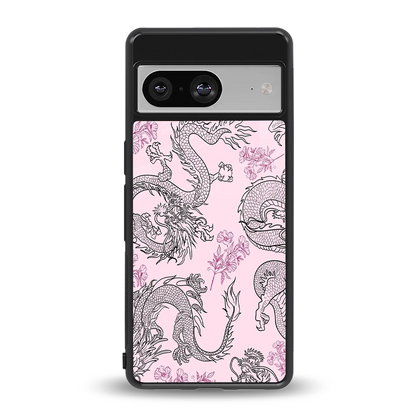 Floral Dragon back phone cover | glass case for google pixel 8