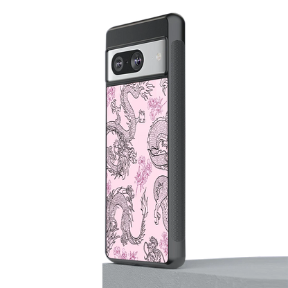 Floral Dragon stylish phone case for google pixel 8 | glossy glass and slim fit