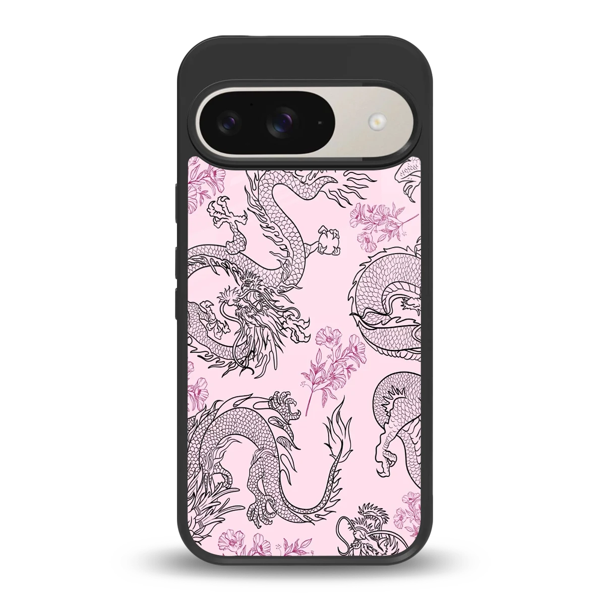 Floral Dragon back phone cover | glass case for google pixel 9