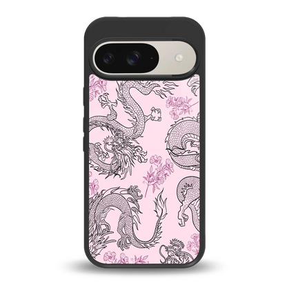 Floral Dragon back phone cover | glass case for google pixel 9