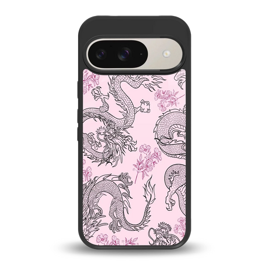 Floral Dragon back phone cover | glass case for google pixel 9