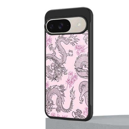 Floral Dragon google pixel 9 mobile cover | shockproof glass phone case