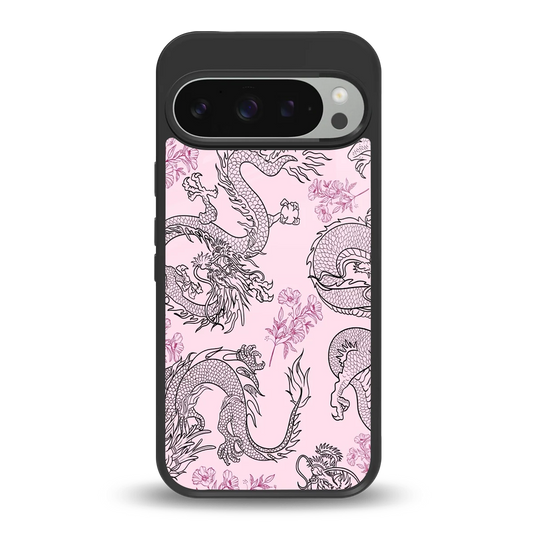 Floral Dragon back phone cover | glass case for google pixel 9 pro