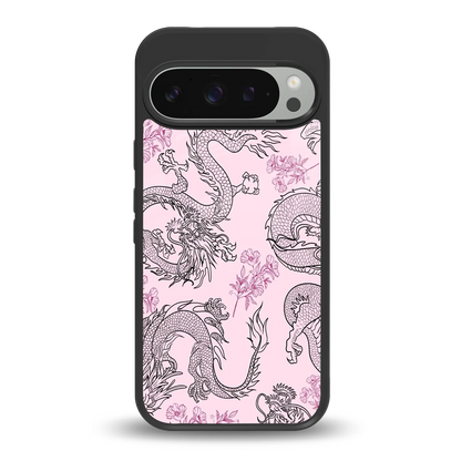 Floral Dragon back phone cover | glass case for google pixel 9 pro xl