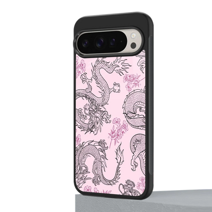 Floral Dragon google pixel 9 pro mobile cover | shockproof glass phone case