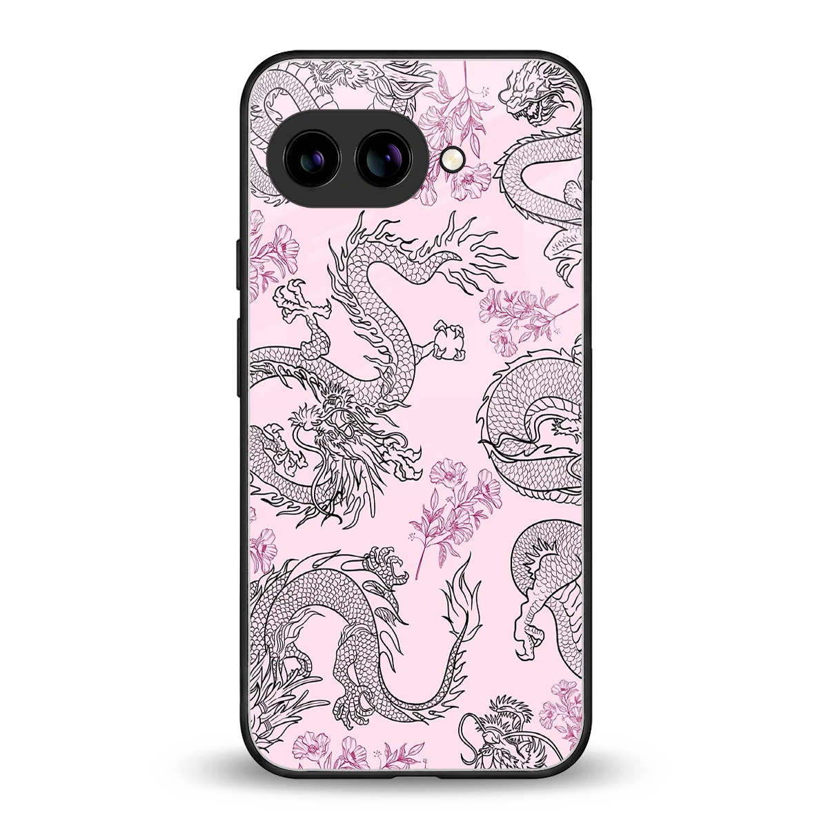 Floral Dragon back phone cover | glass case for google pixel 9a