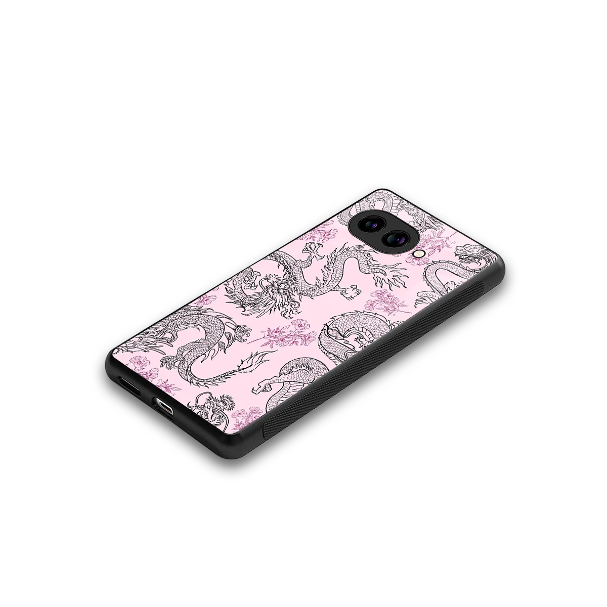 Floral Dragon stylish phone case for google pixel 9a | glossy glass and slim fit