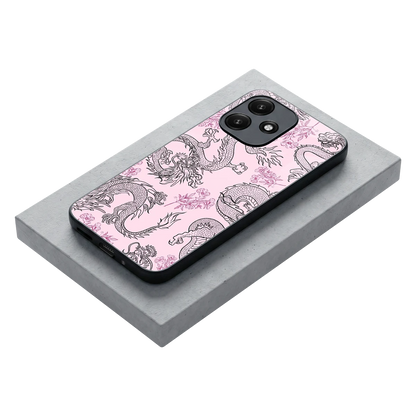 Floral Dragon stylish phone case for redmi 12 5g | glossy glass and slim fit