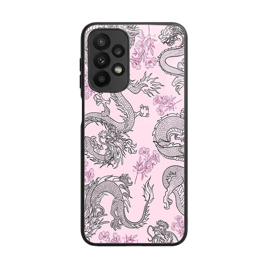 Floral Dragon back phone cover | glass case for samsung galaxy a23