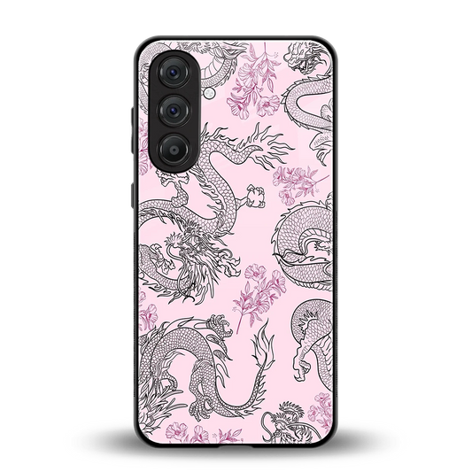 Floral Dragon back phone cover | glass case for samsung galaxy m35 5g