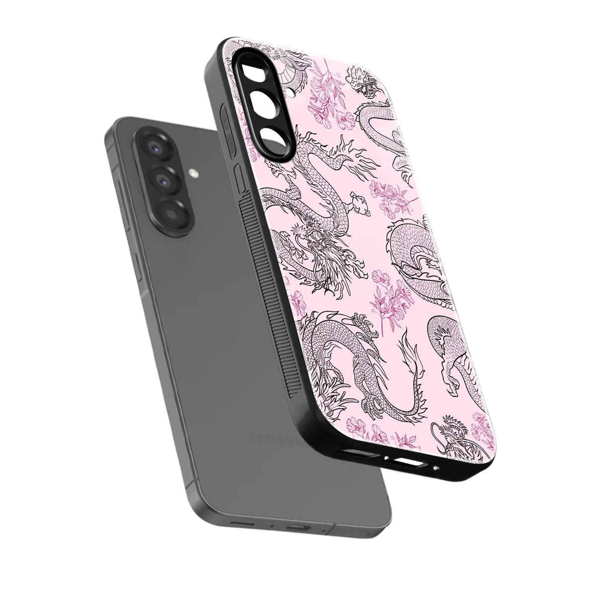 Floral Dragon sleek samsung galaxy a17 5g cover with tempered glass back and TPU edges