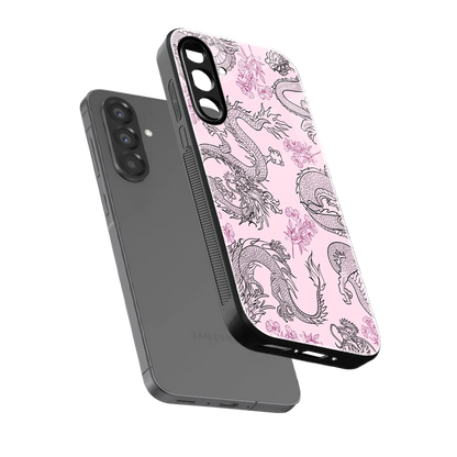 Floral Dragon sleek samsung galaxy a17 5g cover with tempered glass back and TPU edges