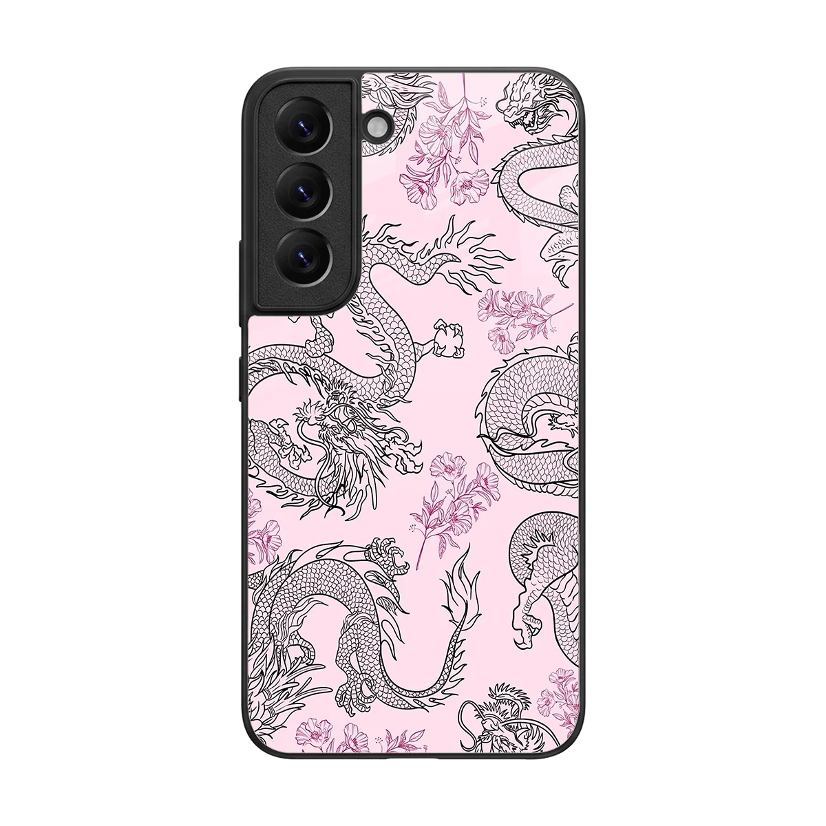 Floral Dragon back phone cover | glass case for samsung galaxy s22
