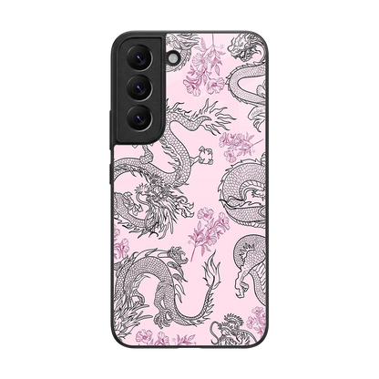 Floral Dragon back phone cover | glass case for samsung galaxy s22