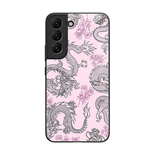 Floral Dragon back phone cover | glass case for samsung galaxy s22