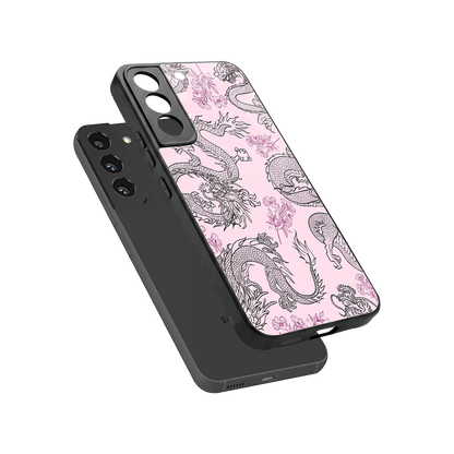 Floral Dragon sleek samsung galaxy s22 cover with tempered glass back and TPU edges
