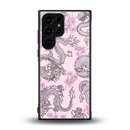 Floral Dragon back phone cover | glass case for samsung galaxy s23 ultra