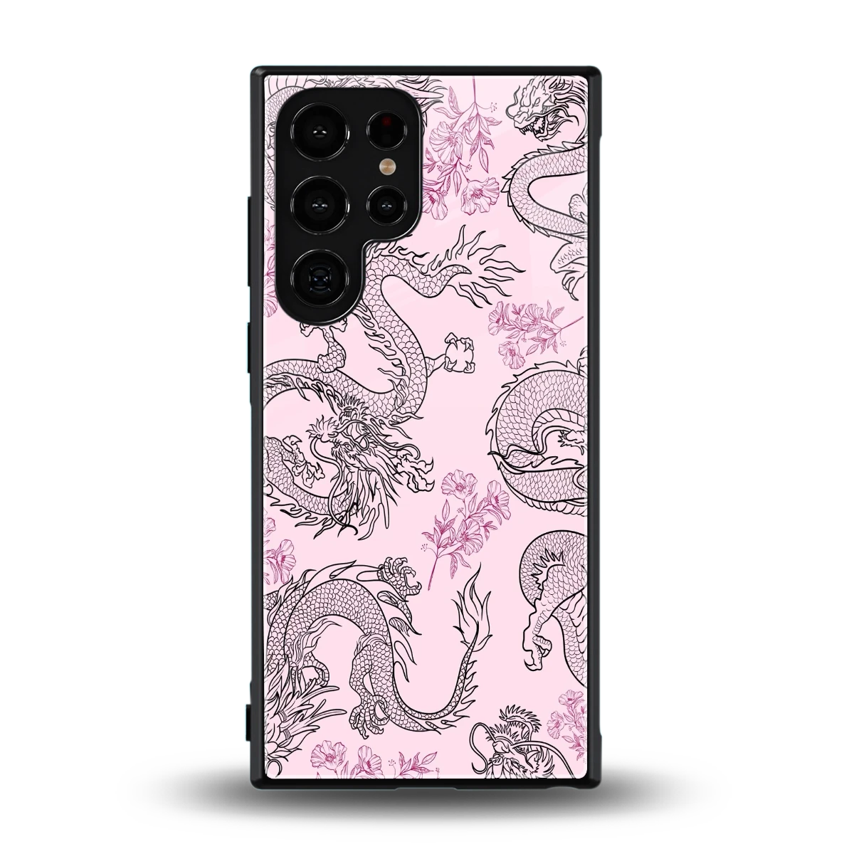 Floral Dragon back phone cover | glass case for samsung galaxy s24 ultra