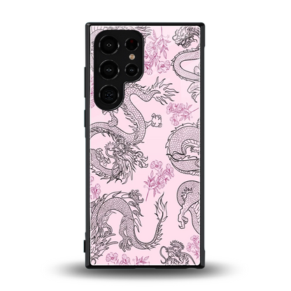 Floral Dragon back phone cover | glass case for samsung galaxy s24 ultra