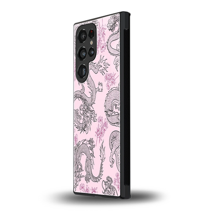 Floral Dragon samsung galaxy s23 ultra mobile cover | shockproof glass phone case