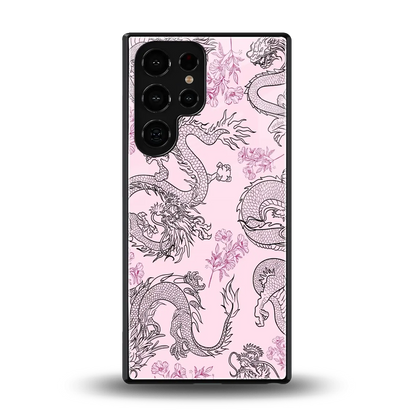 Floral Dragon back phone cover | glass case for samsung galaxy s25 ultra