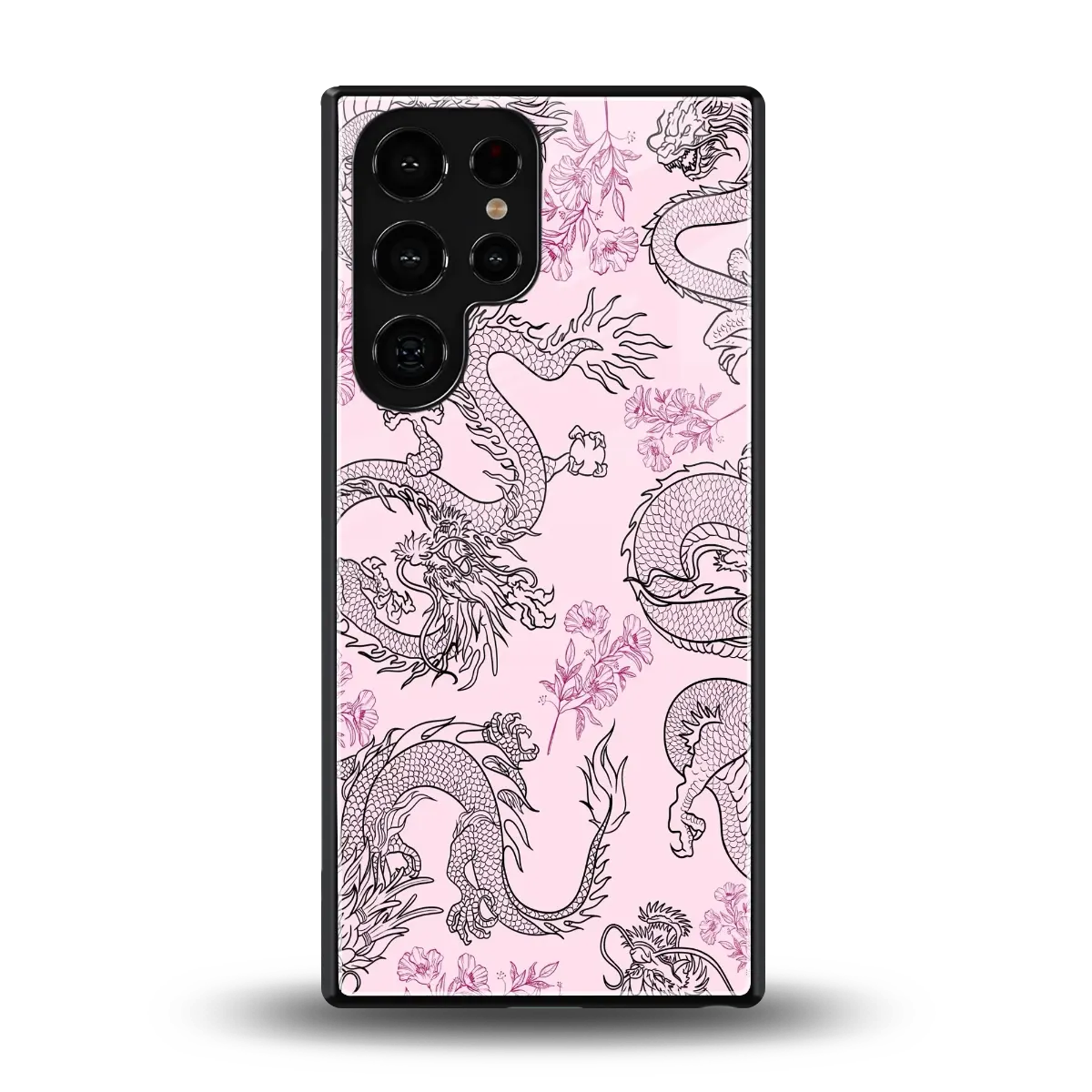 Floral Dragon back phone cover | glass case for samsung galaxy s26 ultra