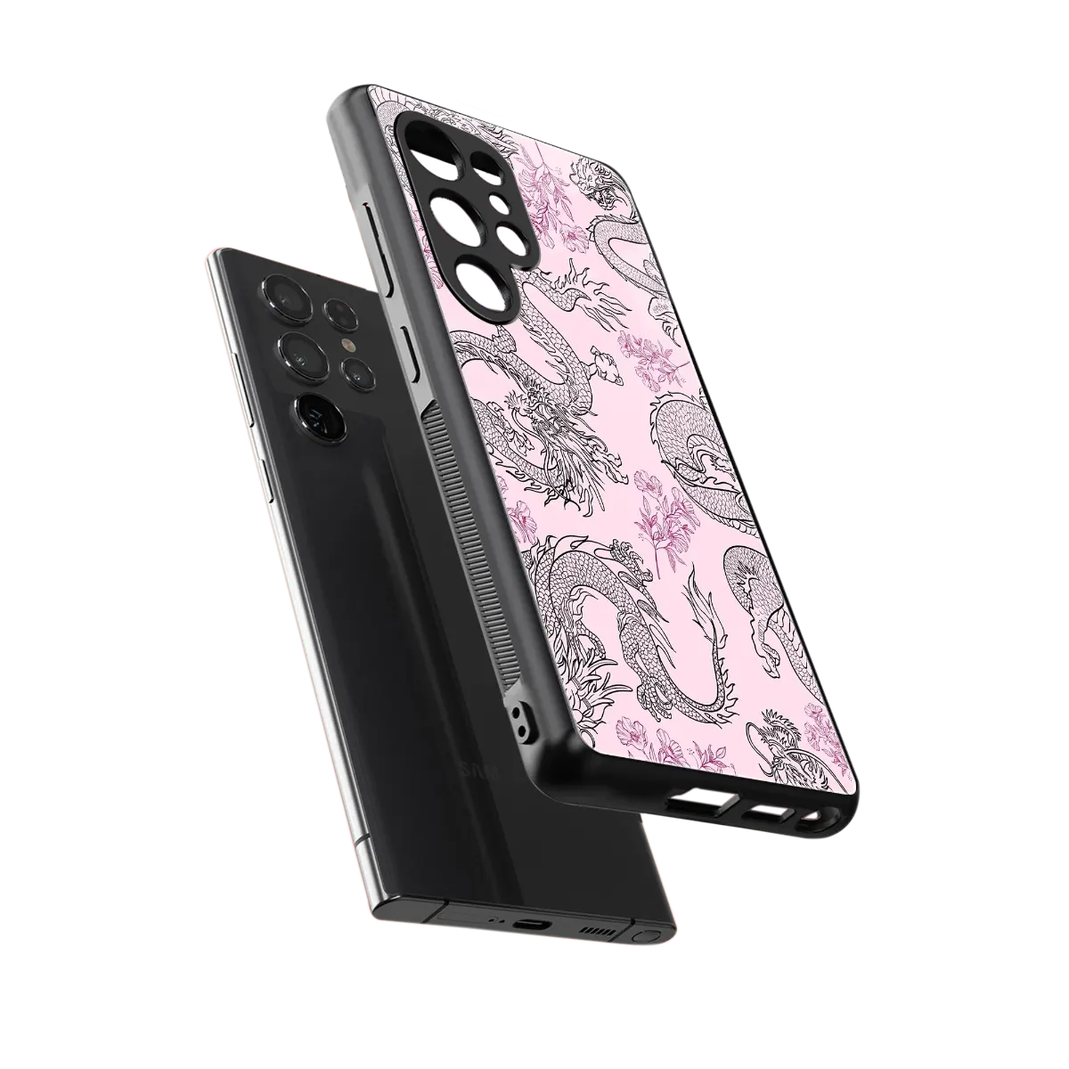 Floral Dragon sleek samsung galaxy s26 ultra cover with tempered glass back and TPU edges