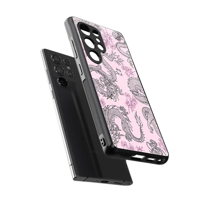 Floral Dragon sleek samsung galaxy s26 ultra cover with tempered glass back and TPU edges