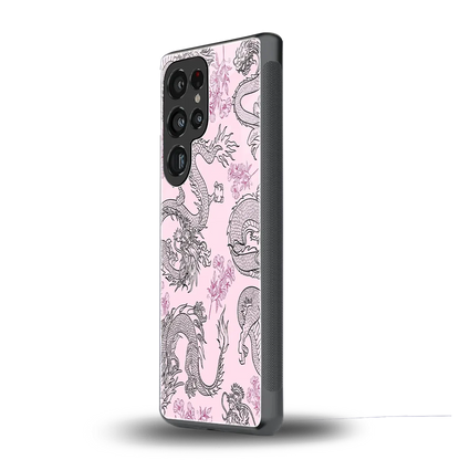 Floral Dragon samsung galaxy s25 ultra mobile cover | shockproof glass phone case
