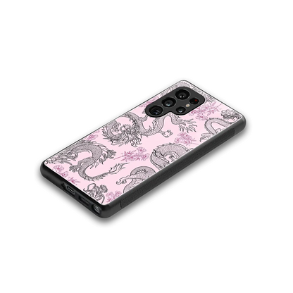 Floral Dragon stylish phone case for samsung galaxy s26 ultra | glossy glass and slim fit