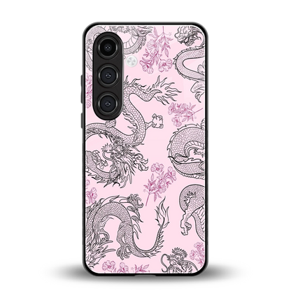 Floral Dragon back phone cover | glass case for samsung galaxy s24