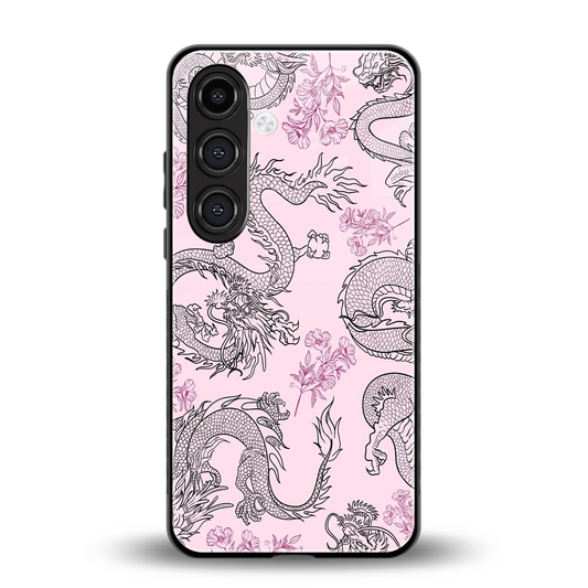 Floral Dragon back phone cover | glass case for samsung galaxy s24
