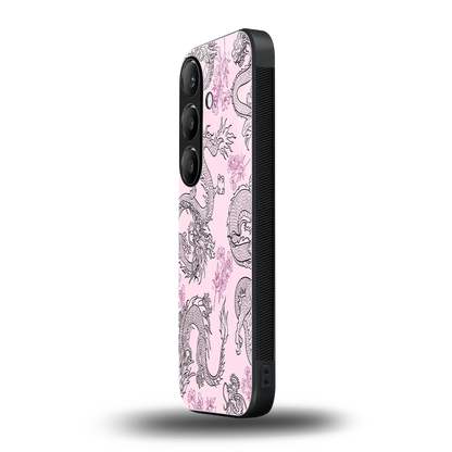Floral Dragon samsung galaxy s24 mobile cover | shockproof glass phone case