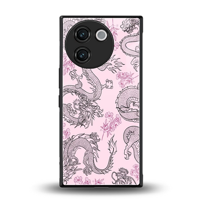 Floral Dragon back phone cover | glass case for vivo v30e