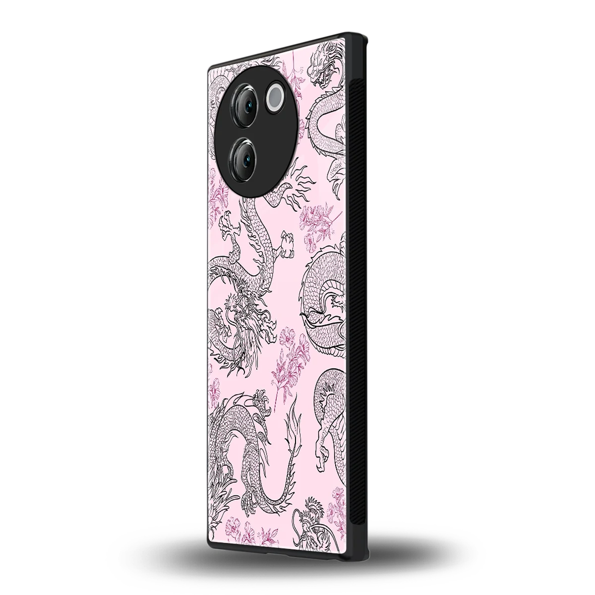 Floral Dragon vivo v30e mobile cover | shockproof glass phone case