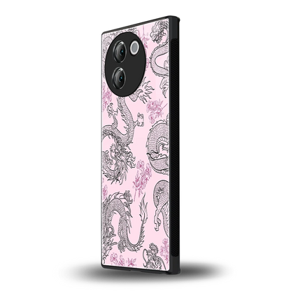 Floral Dragon vivo v30e mobile cover | shockproof glass phone case
