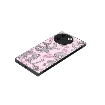Floral Dragon stylish phone case for vivo v30e | glossy glass and slim fit