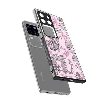 Floral Dragon sleekvivo v30 pro cover with tempered glass back and TPU edges