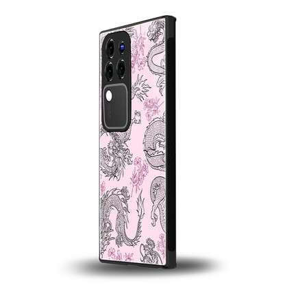 Floral Dragonvivo v30 pro mobile cover | shockproof glass phone case