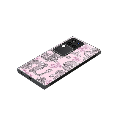Floral Dragon stylish phone case forvivo v30 pro | glossy glass and slim fit