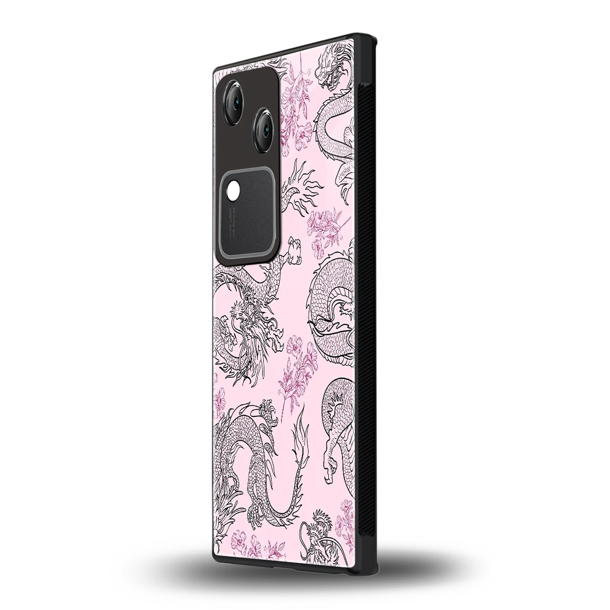 Floral Dragon vivo v30 mobile cover | shockproof glass phone case