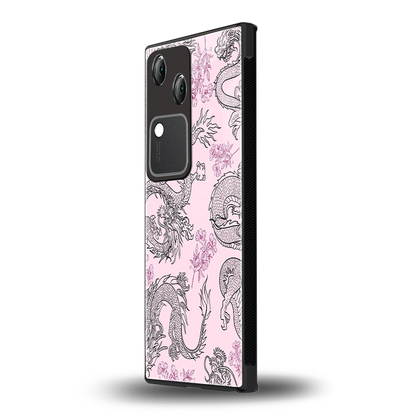 Floral Dragon vivo v30 mobile cover | shockproof glass phone case