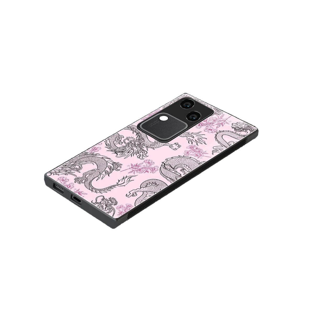 Floral Dragon stylish phone case for vivo v30 | glossy glass and slim fit