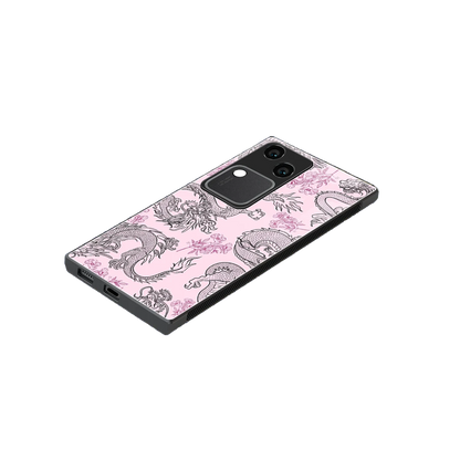 Floral Dragon stylish phone case for vivo v30 | glossy glass and slim fit